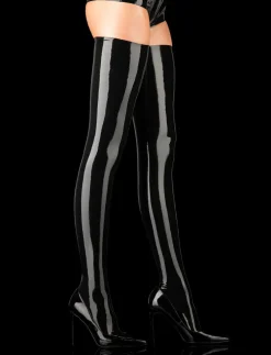 Latex Black Thigh Highs
