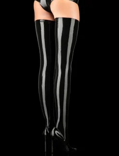 Latex Black Thigh Highs