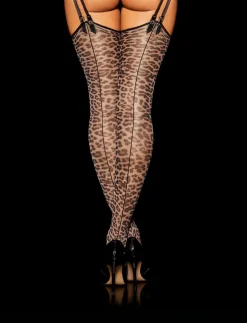Leopard Print Suspender Stockings