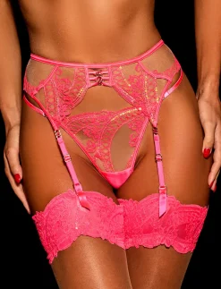 Neon Pink Suspender Stockings